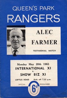QUEENS PARK RANGERS INTERNATIONAL XI V SHOW BIZ XI TESTIMONIAL 20/5/1963