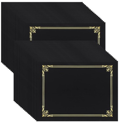 100 Pcs Black Certificate Holders with Gold Foil Border, Diploma Covers for 8...
