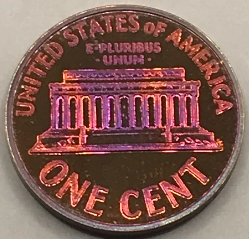 1961 Lincoln Cent Dark Purple-Pink-Red CRAZY TONED!! from OG Proof Set! Mirrors! - Image 3 of 4