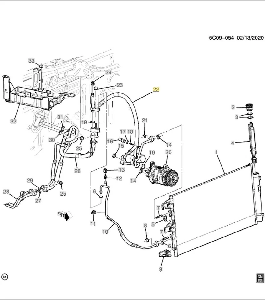 Mangueira de ar condicionado e condensador Cadillac Escalade Chevrolet Silverado GMC Sierra - Imagem 2 de 4