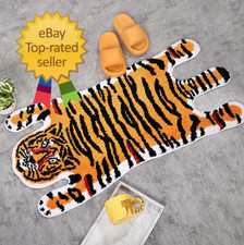 Tiger Bath Mat for Bathroom, Cute Orange Yellow Tiger Cartoon Non Slip Animal Sh