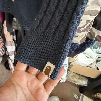 A Bathing Ape Bape Logo Cardigan Sweater Medium Blue | eBay
