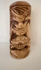 Hand Carved Vintage Tiki Figure Signed Solid Wood Signed Griffin