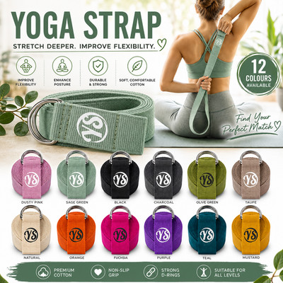 Yoga Studio Gürtelriemen Metall D-Ring Schnalle 2,5m Baumwolle Stretching Pilates Gürtel
