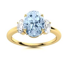 925 Sterling Silver Aquamarine Gemstone Prong Three-Stone Ring Jewelry