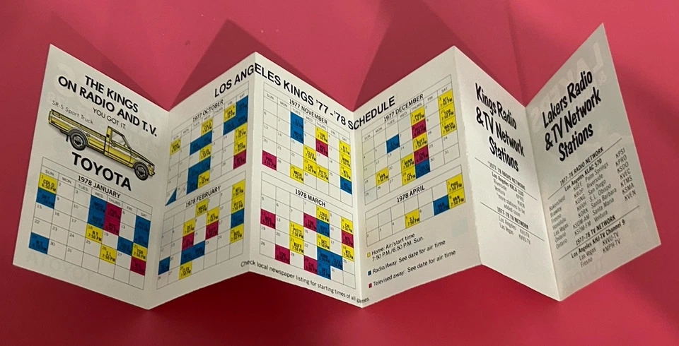 *Lote De Colección De 3 1977-78 Los Angeles Lakers & Los Angeles Kings Calendario De Bolsillo Foto 4 de 4