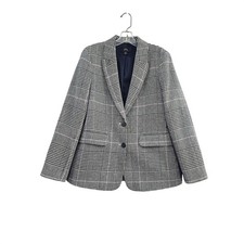 J.Crew Boyfriend blazer in plaid Italian wool Houndstooth J5658 Two Button Sz 8