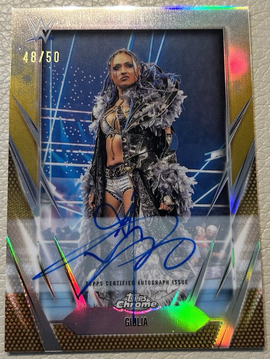 topps Chrome ユルディス　サイン 2026 Topps Chrome WWE Giulia Gold Refractor Auto 48/50 On Card! | eBay