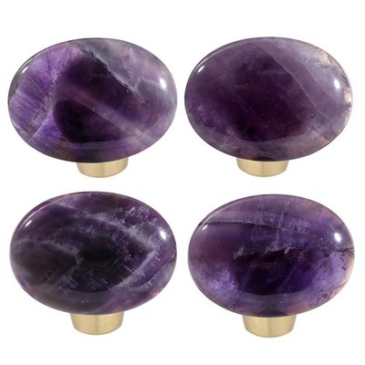 4 PCS Crystal Stone Cabinet Knobs Oval Healing Chakra Amethyst Drawer Pulls