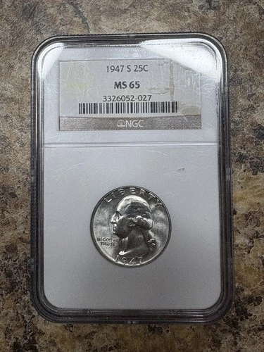 1947  S 25c Washington Quarter  Ms65. Nov