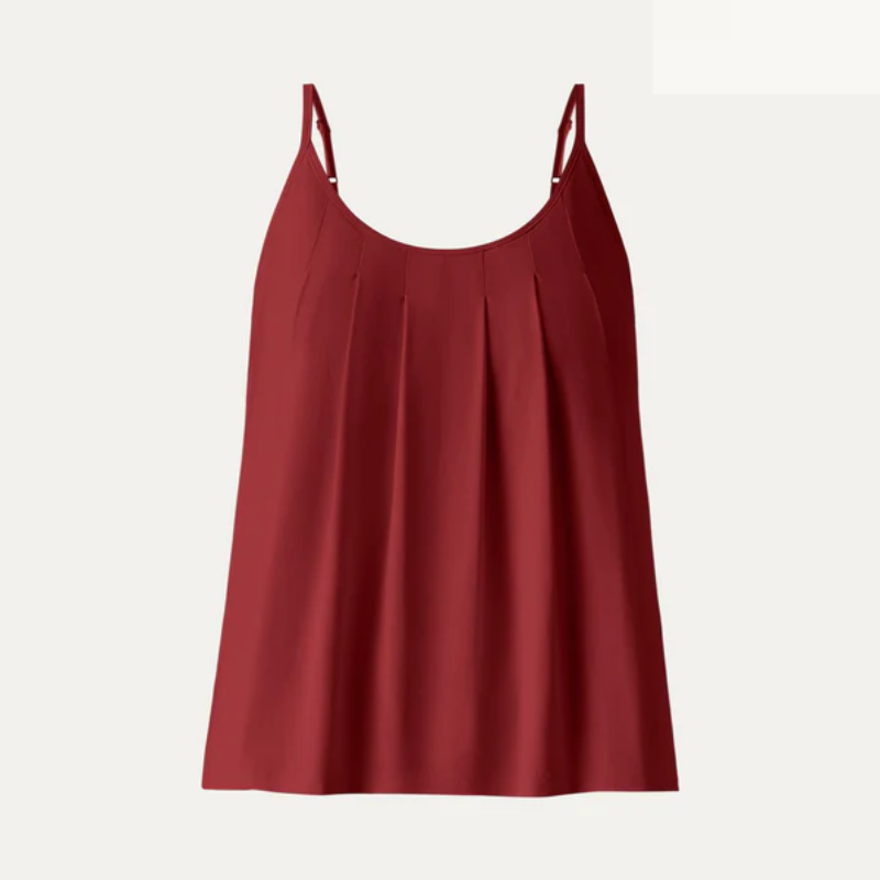OGL U-Neck Pleated Spaghetti Bra Tank – Orange Flame