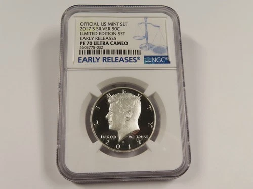 2017 S SILVER NGC PF70 ULTRA CAMEO PROOF KENNEDY HALF DOLLAR LIMITED EDITION SET