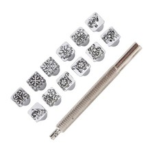 12Pcs Stamping Punch Tool Tang Dynasty Flower Design DIY Vegetable Leather AD