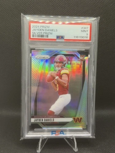 2024 Panini Silver Prizm #347 Jayden Daniels Commanders RC Rookie PSA 9 MINT
