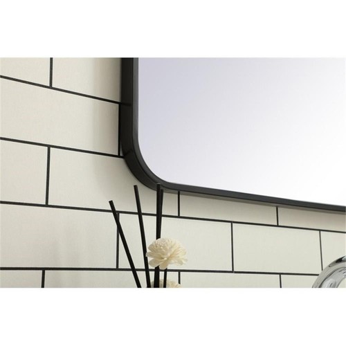 Maklaine 20x36" Soft Corner Metal Rectangular Mirror in Black - Picture 7 of 8