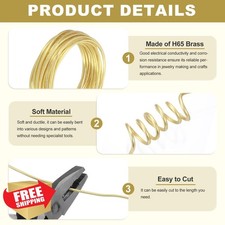 uxcell 12 Gauge Brass Craft Wire 25ft Round Flexible Jewelry Making