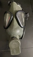 Vintage Swedish Military Gas Mask Set w/ Filter Canvas Carry Bag Surplus Green