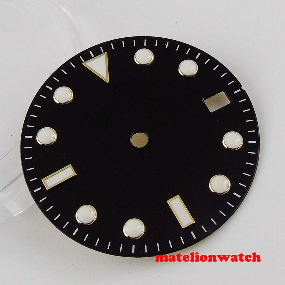 ESFERA RELOJ 28,5 mm negra estéril ajuste movimiento NH35 NH36 azul esfera luminosa marcas Foto 2 de 4