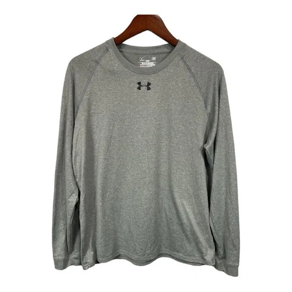 Under Armour Heatgear Shirt Men's Large Gray Polyester Long Sleeve