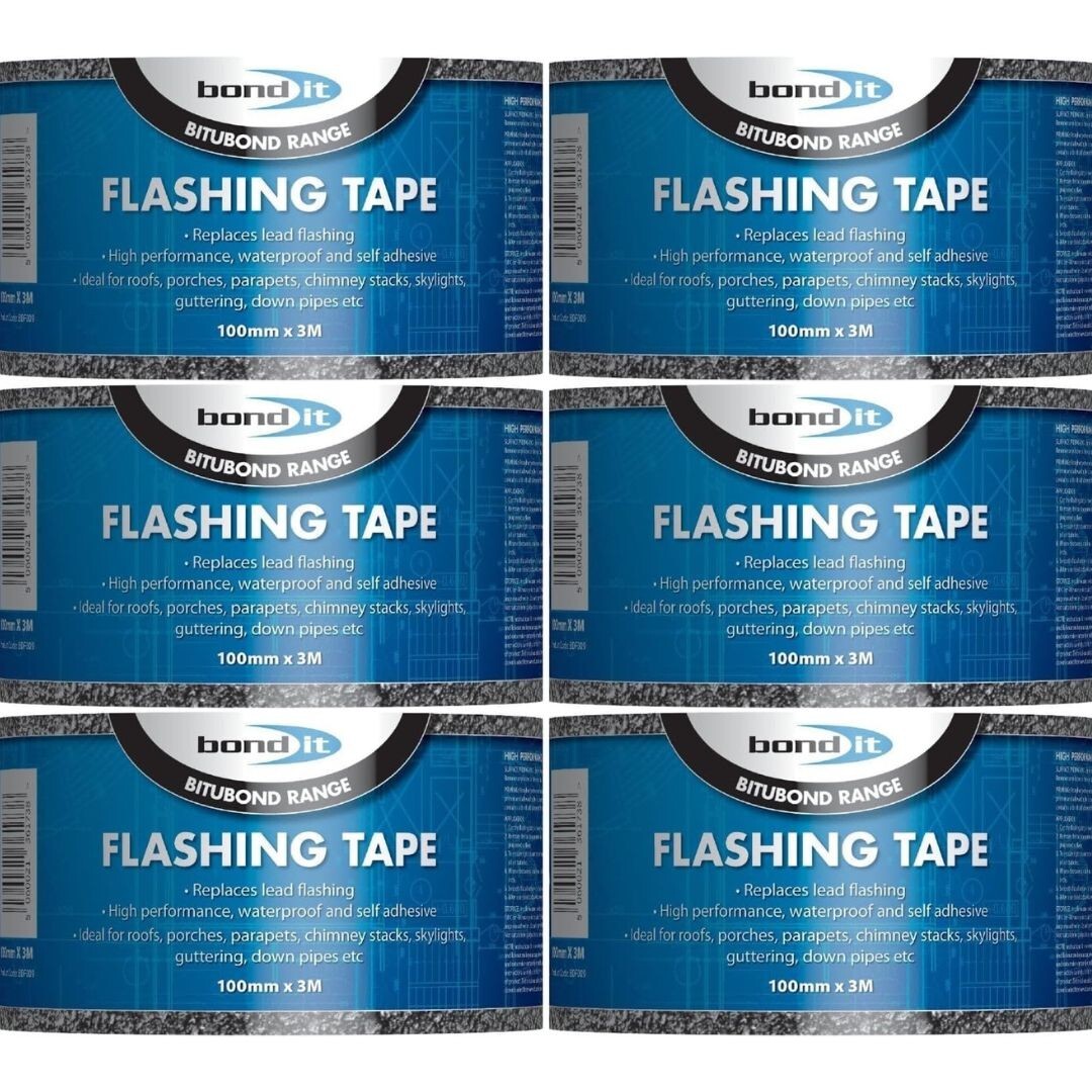 Bond It Flashing Tape Peel & Seal self-Adhesive Flashing Tape 100mm x 3Metres x6