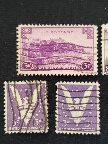 Lot (7) Vintage 1932 1935 United States 3 Cent Stamps WIN WAR RICO MICHIGAN NRA - Picture 2 of 5