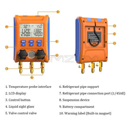 Digital Manifold Gauge Air Conditioning Refrigeration System Leak Tester LMG-10 - Picture 4 of 24