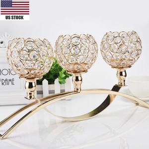 17 Inch Three Crystal Candlestick Wedding Holiday Plot People Gift