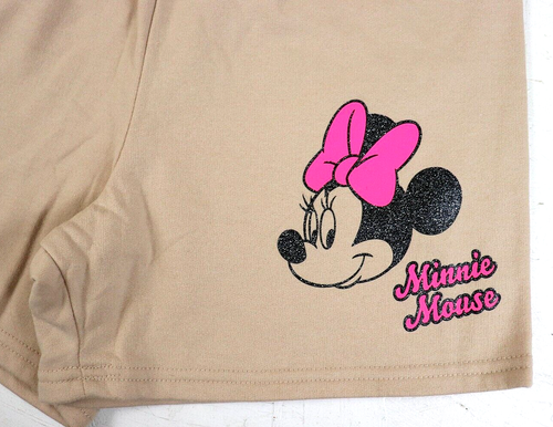 Girls Minnie Mouse Shorts Size L Large Brown Elastic Waist Disney Glitter - Picture 2 of 7