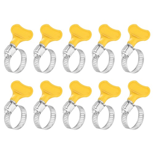 20Pcs Worm Gear Hose Clamp, 16-25mm Key Type Stainless Steel Clamp, Yellow