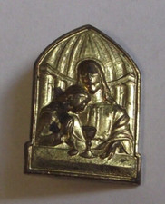 Vintage religious gold tone Jesus 1st First Holy Communion pin brooch medal