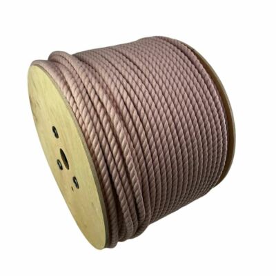 Baumwollseil 8 mm natur hellrosa x 50 m auf Rolle, 3 Strang, farbige Baumwolle
