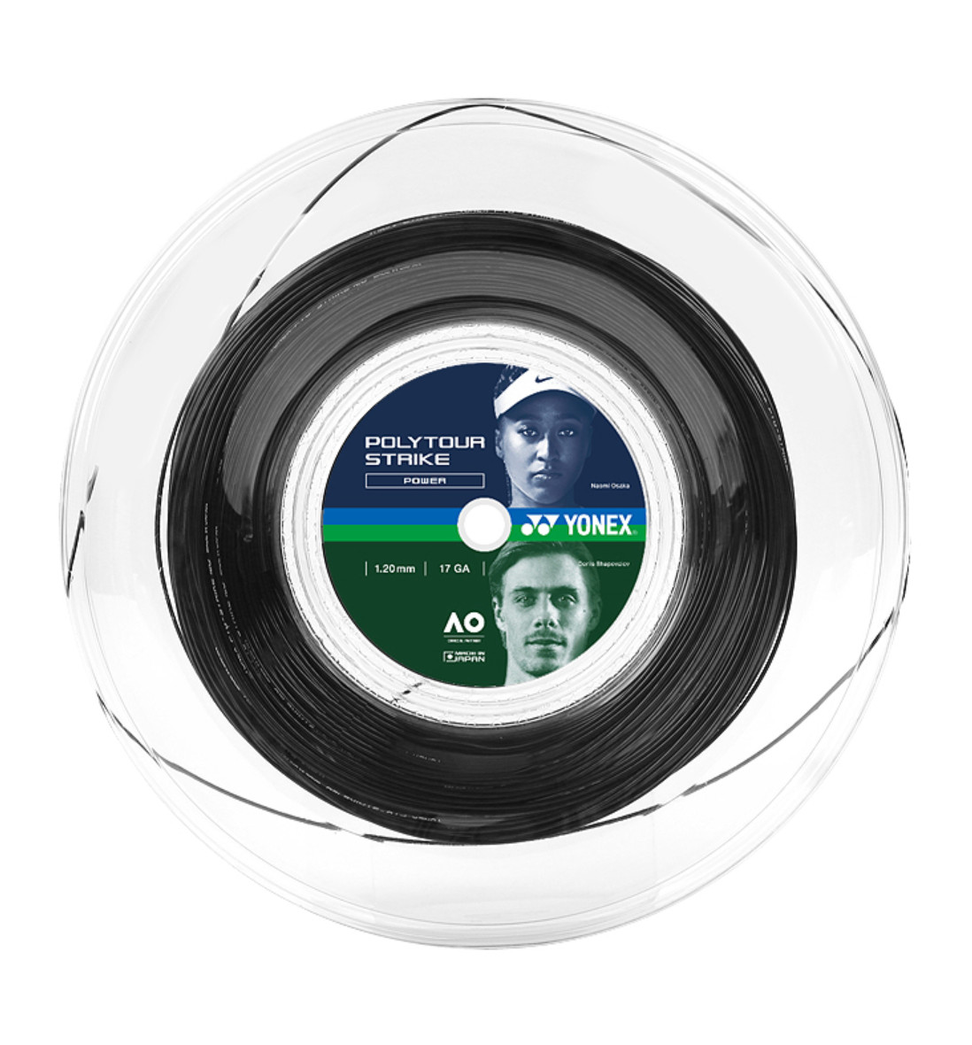 Катушка для теннисных струн YONEX Poly Tour Strike 1,20 мм 200 м 17-го калибра Cool Black NWT