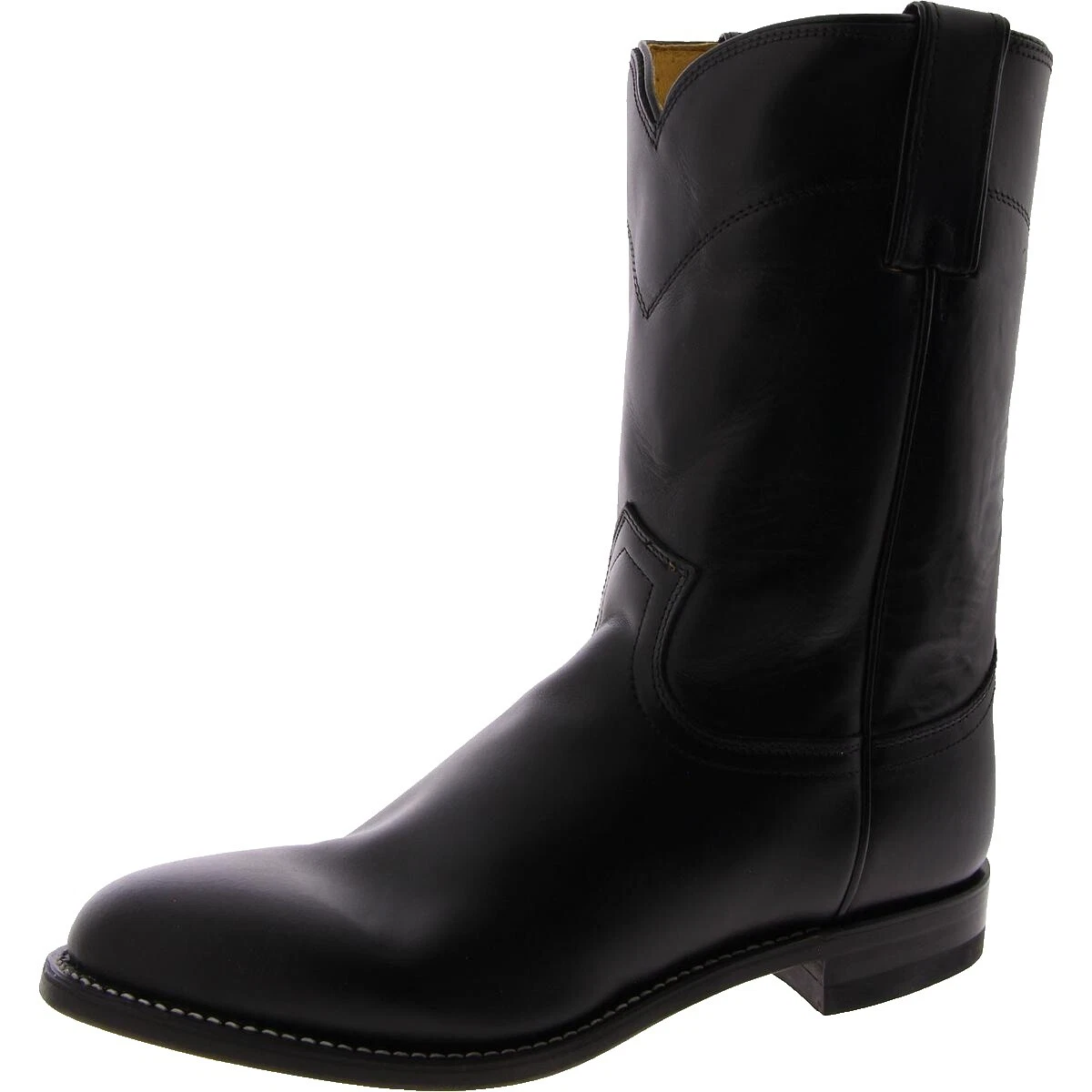 Cuero Superior Justin Boots con botas negras para hombres