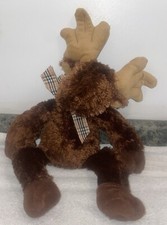 Melissa and Doug Moose With Plaid Bow Plush Stuffed Animal Brown Antlers