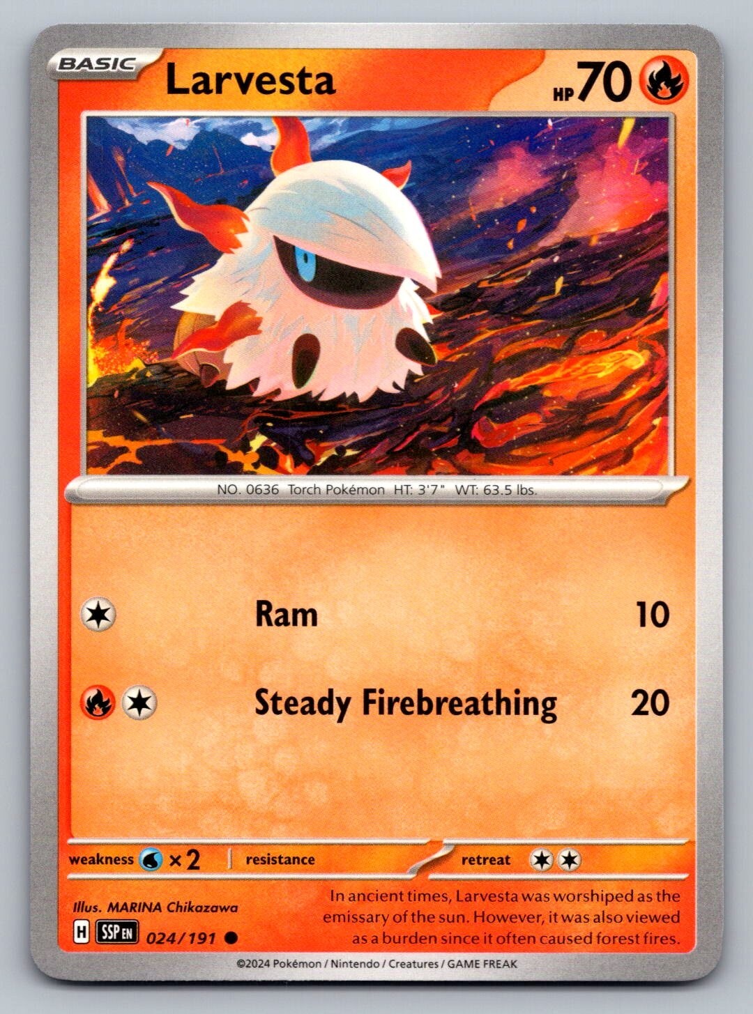 Pokemon TCG Surging Sparks Larvesta #24