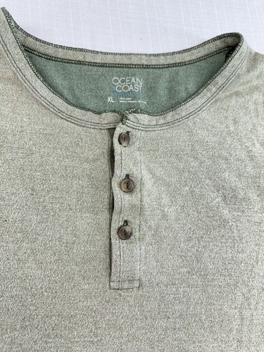 Ocean Coast Mens Sz XL Green Soft Exposed Stitching Long Sleeve Henley Shirt - Picture 8 of 14