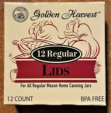 Golden Harvest Metal Canning Lids Regular Mouth Size Jars 12 LIDS/ 1 BOXES