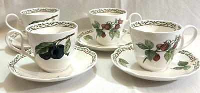 Noritake Primachina Royal Orchard 9416 Flat Cup & Saucers Set of 4