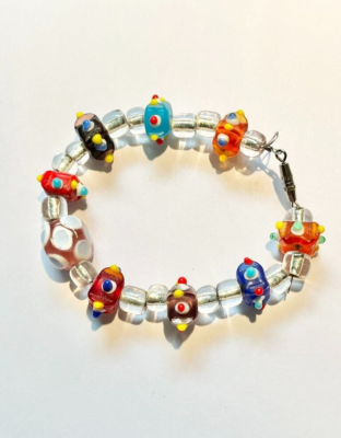 Vintage 1990s artistic handmade blown glass bead bracelet | eBay
