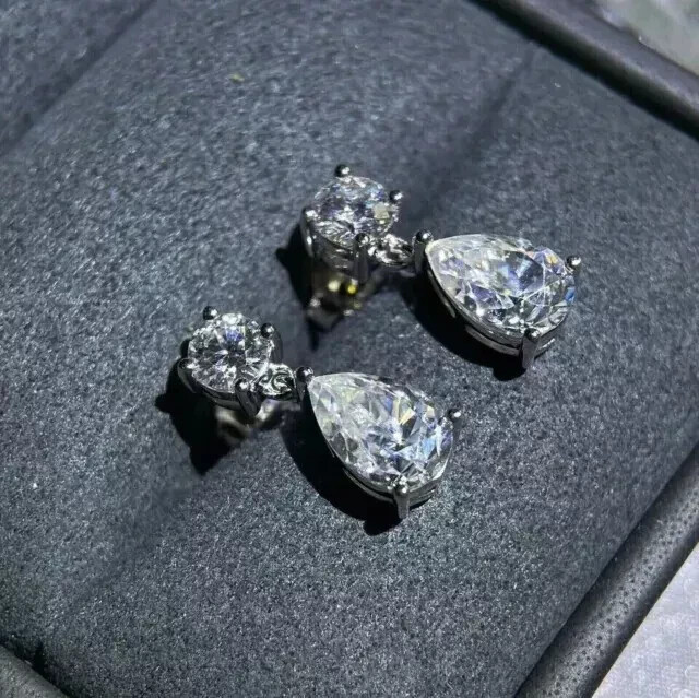 Lab-Created 2Ct Pear Diamond Drop Dangle Earrings in 14K White Gold