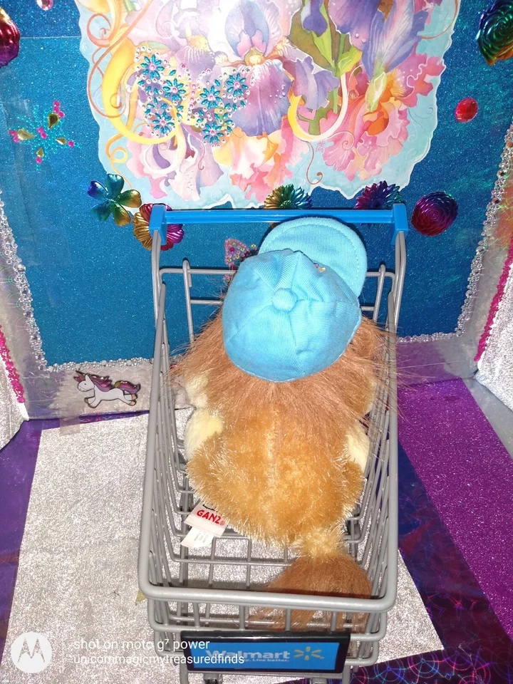 🦄Ganz / Webkinz Stringy "Lil Kinz Lion" w/Webkinz Blue Cap/Hat HS006 7" Plush! - Image 2 of 4