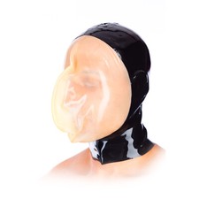 Latex Hood with Breath Bag Rubber Mask for Play Suffocation Latex Fetish BDSM