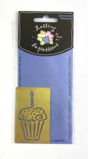 Lasting Impressions Embossing Template Brass Stencil - Birthday Cupcake Candle