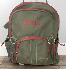 Pottery Barn Gear-Up Rolling Backpack Army Green/Red Monogram “Kiara”