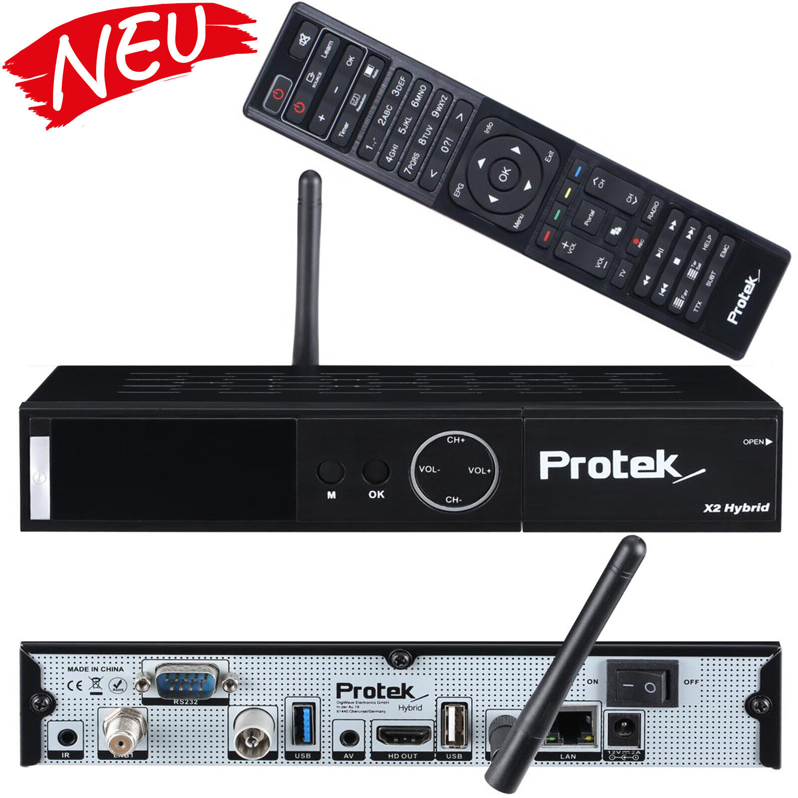 Protek X2 4K UHD Linux E2 Sat-Receiver Wifi LAN 1x DVB-S2 1x DVB-CT2 Kabel-TV