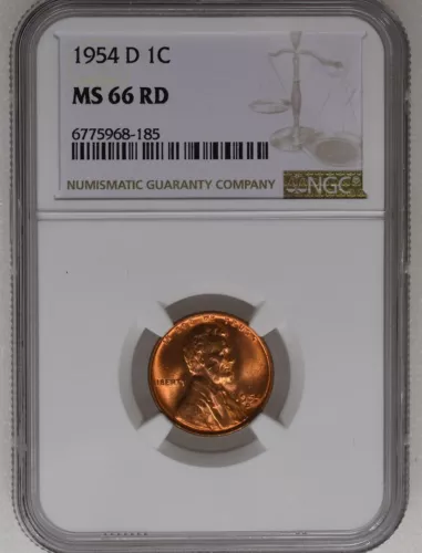 1954 D Lincoln Wheat Cent MS 66 RD NGC