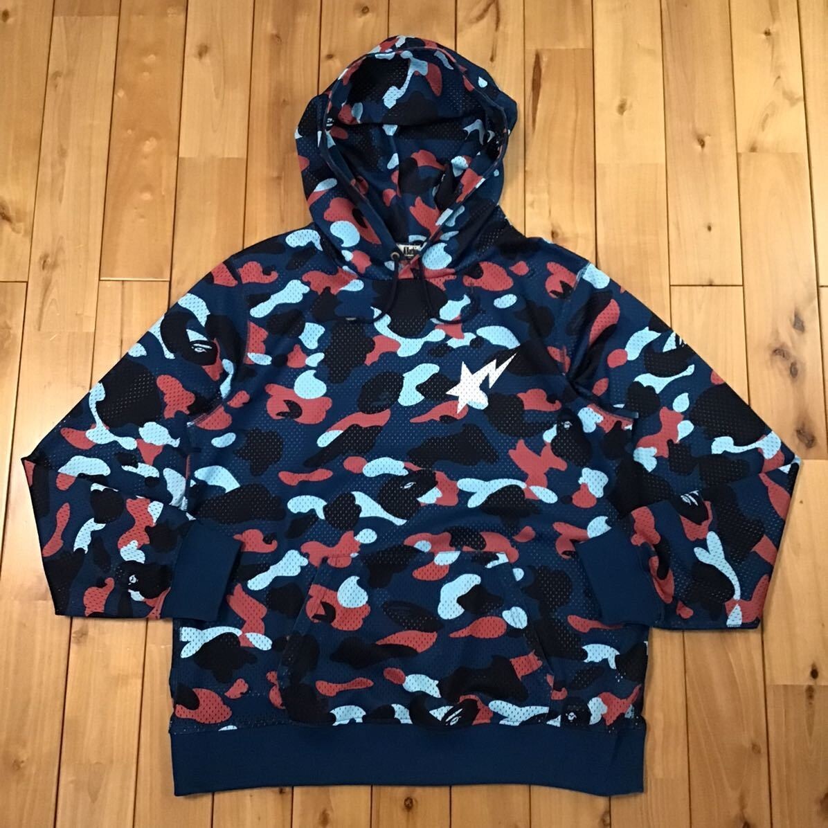 BAPE STA logo mesh pullover hoodie multi camo ape star A BAPE STA logo mesh pullover hoodie multi camo ape star A