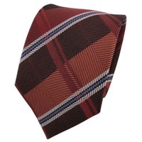 Tigertie Designer Seidenkrawatte Braun Blau Silber Gestreift - Krawatte Seide