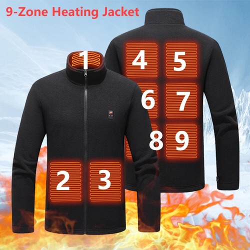 Heated Jacket USB Charging Waterproof Zip-Up Coat with 3 Temperature Settings