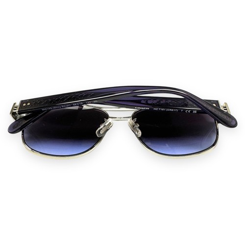 Coach Sunglasses HC 7161 90014Q Polished Silver Transparent Purple Gray w/case - Picture 7 of 11